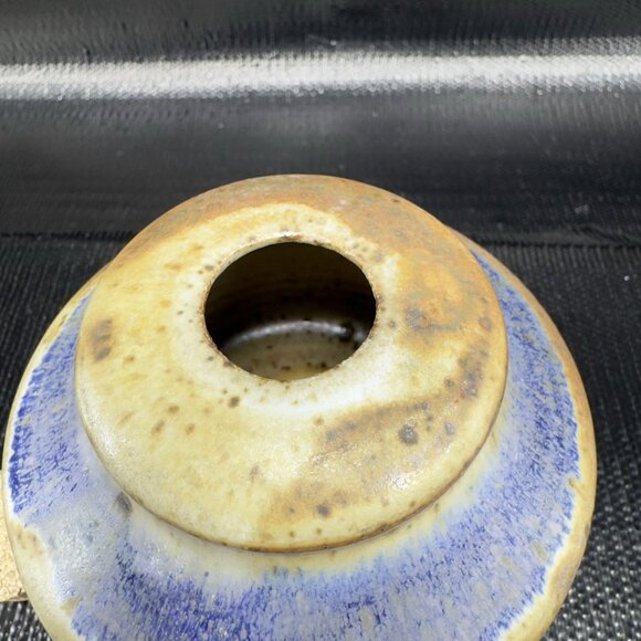 Hand Made Stoneware Pottery Container Bottle W Cork Lid Folk Art Artist Signed - Picture 5 of 9